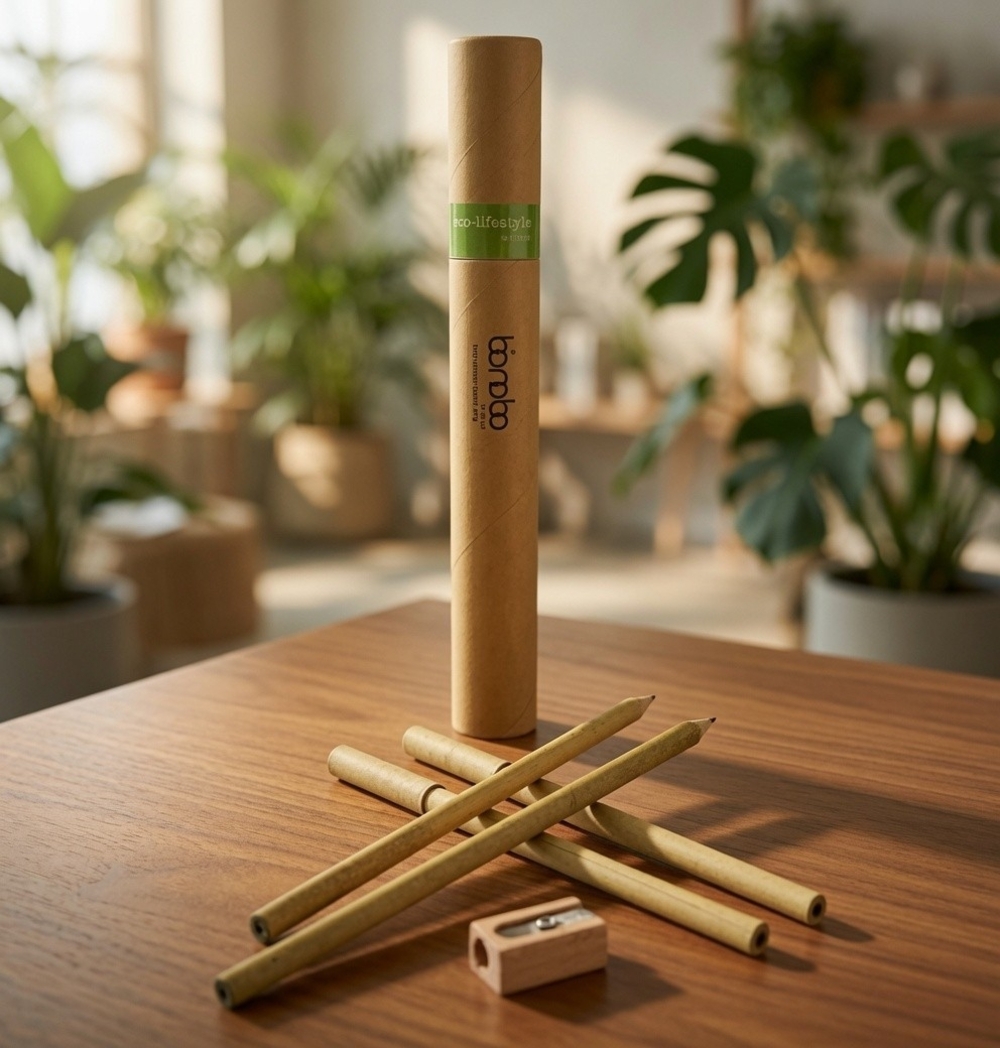 Bonobo Eco-Lifestyle Logomark Back to School Set Recycled Pens Pencils Wood New